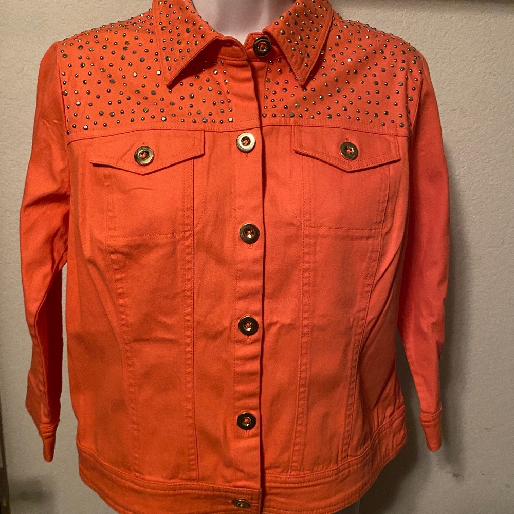 Joan Rivers denim jacket with stud accent